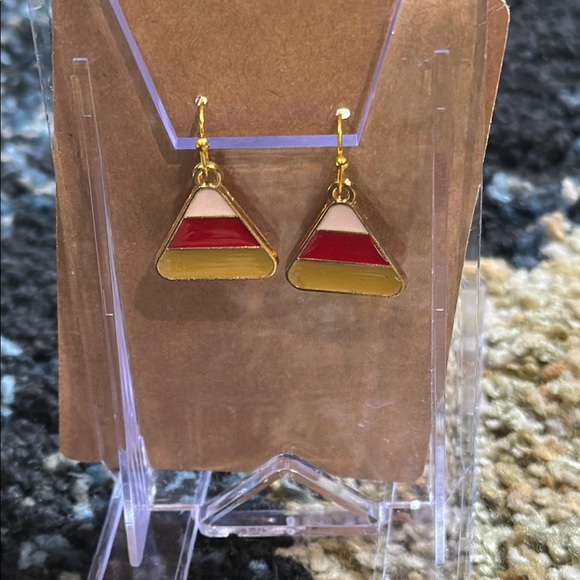 Handmade Candy Corn Earrings Orange Yellow White Candy Corn FALL Gifts NWT Fun - Picture 4 of 4